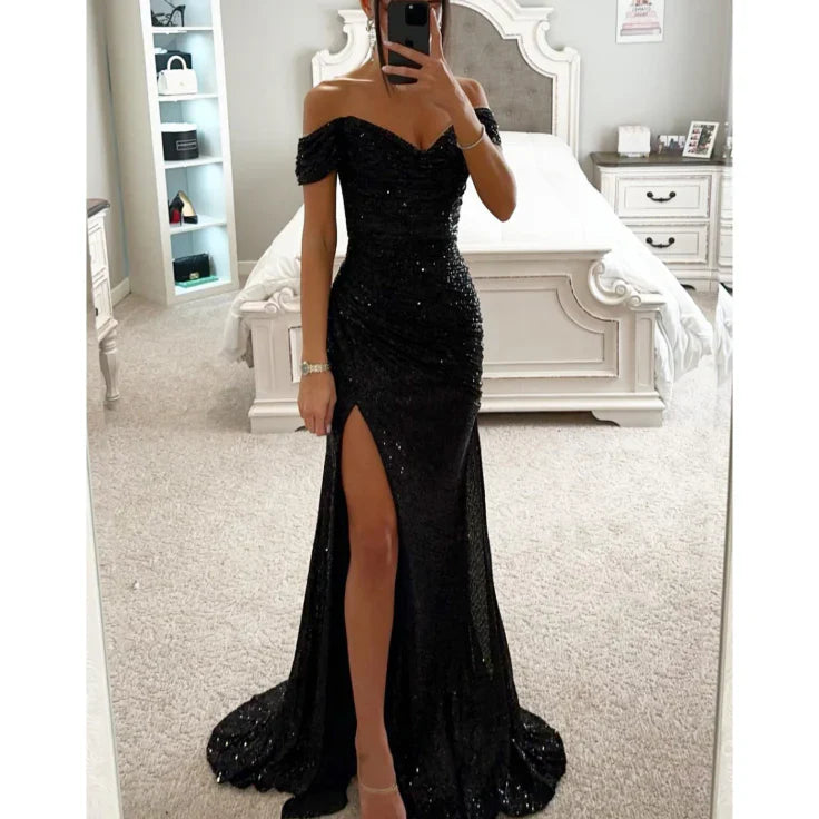 Abendkleid Damen Bodenlang mit eleganten Strassverzierungen