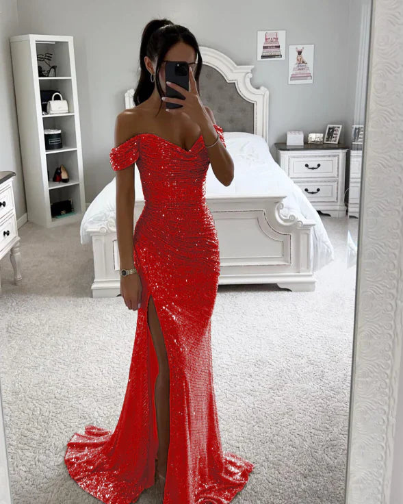 Abendkleid Damen Bodenlang mit eleganten Strassverzierungen