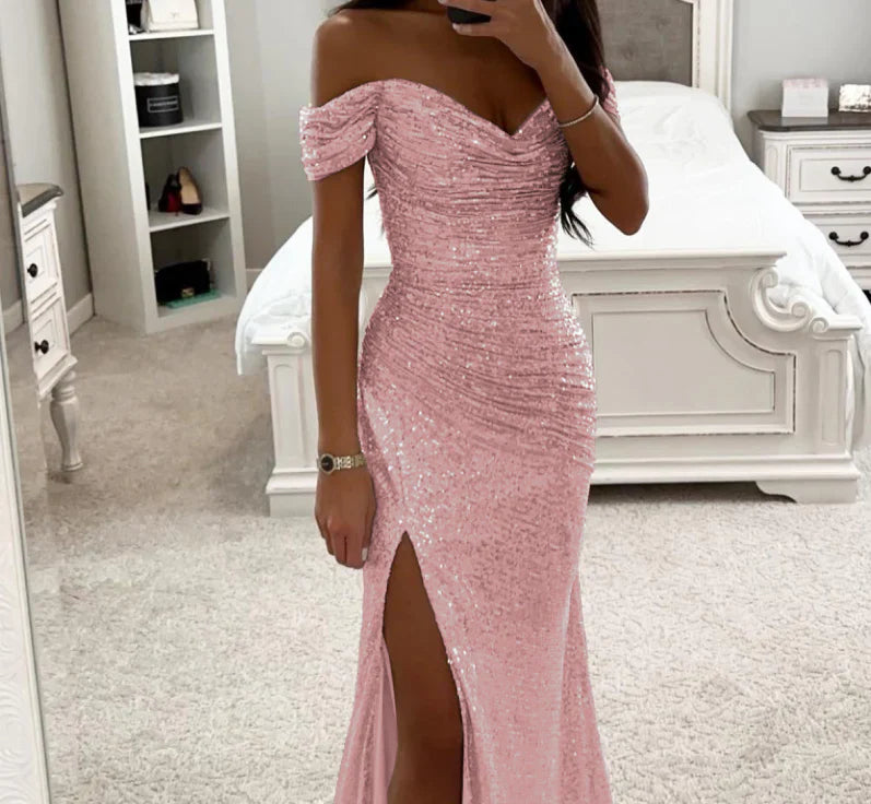 Abendkleid Damen Bodenlang mit eleganten Strassverzierungen
