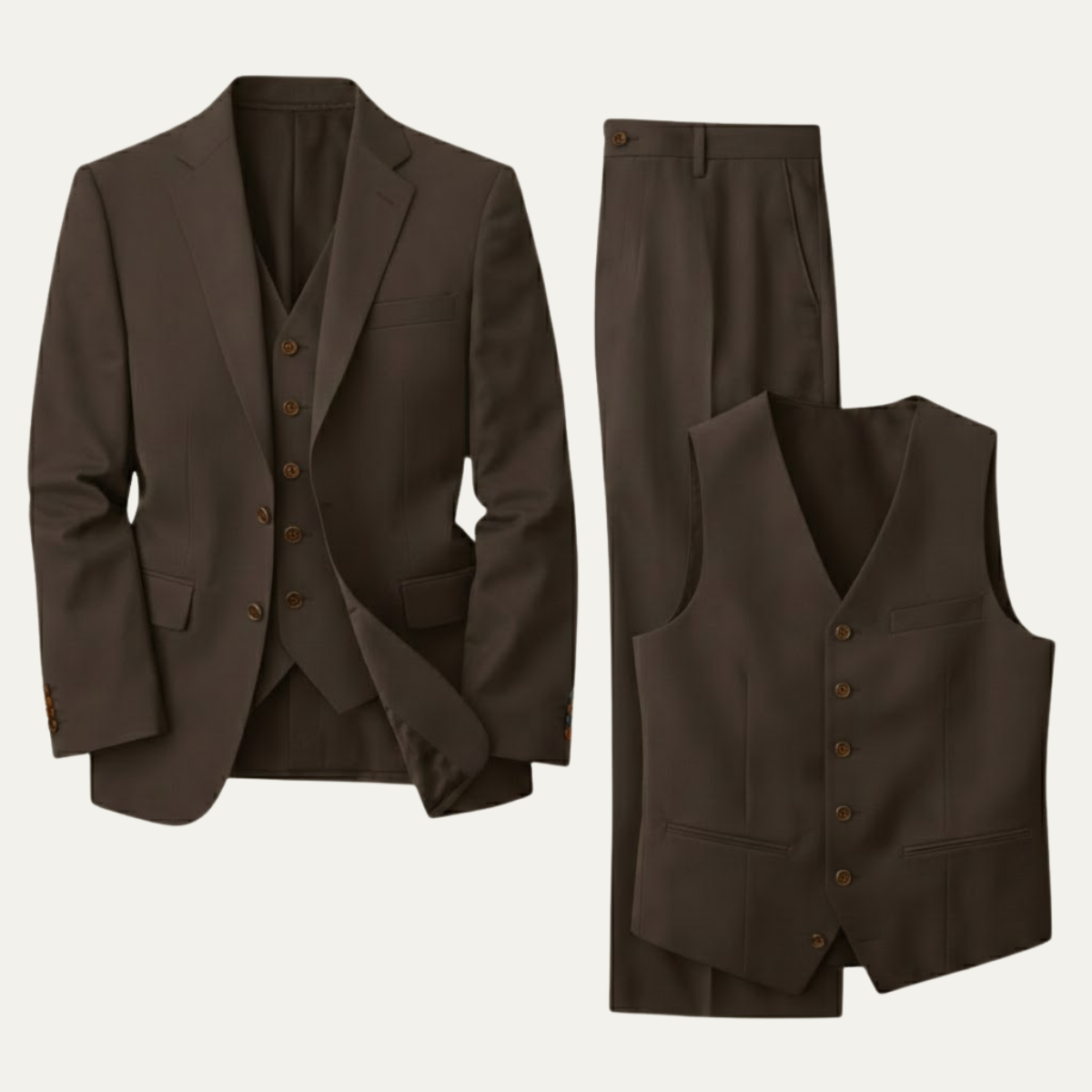 Anzug Herren Dreiteilig Schmale Passform Jacke Weste Hose