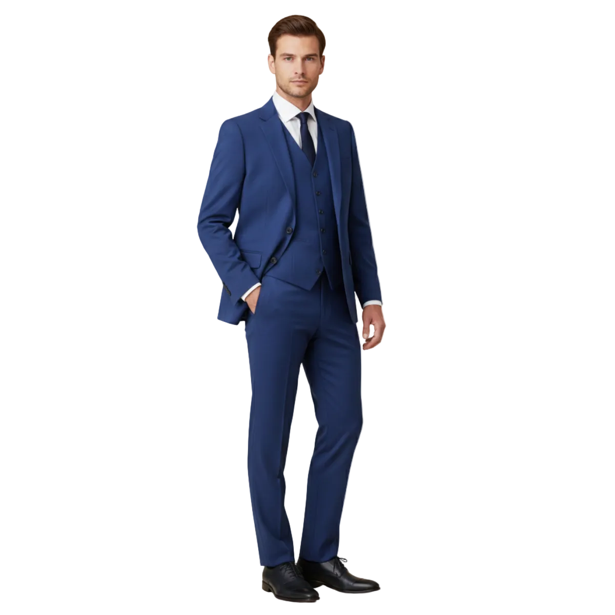 Anzug Herren Dreiteilig Schmale Passform Jacke Weste Hose