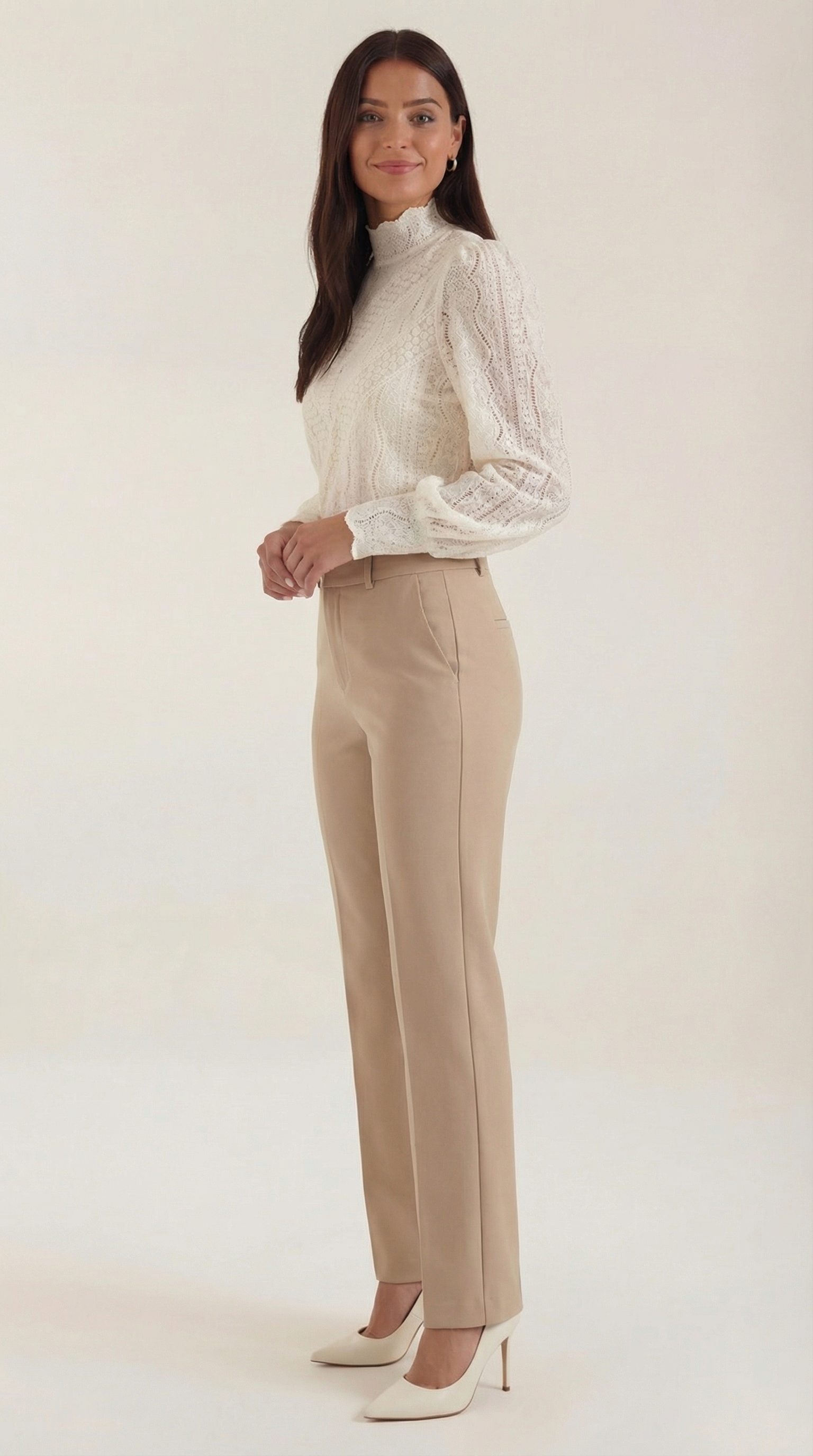 Bluse Damen mit langen Ärmeln und Stehkragen
