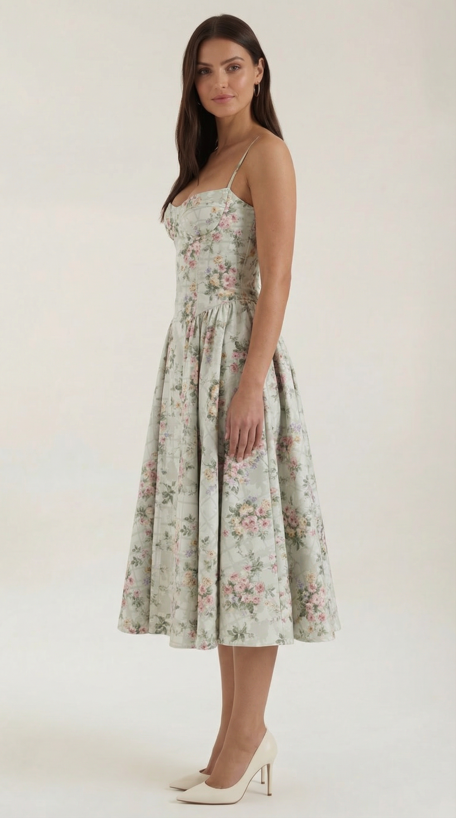 Damen Korsett Midikleid Herzförmiger Ausschnitt