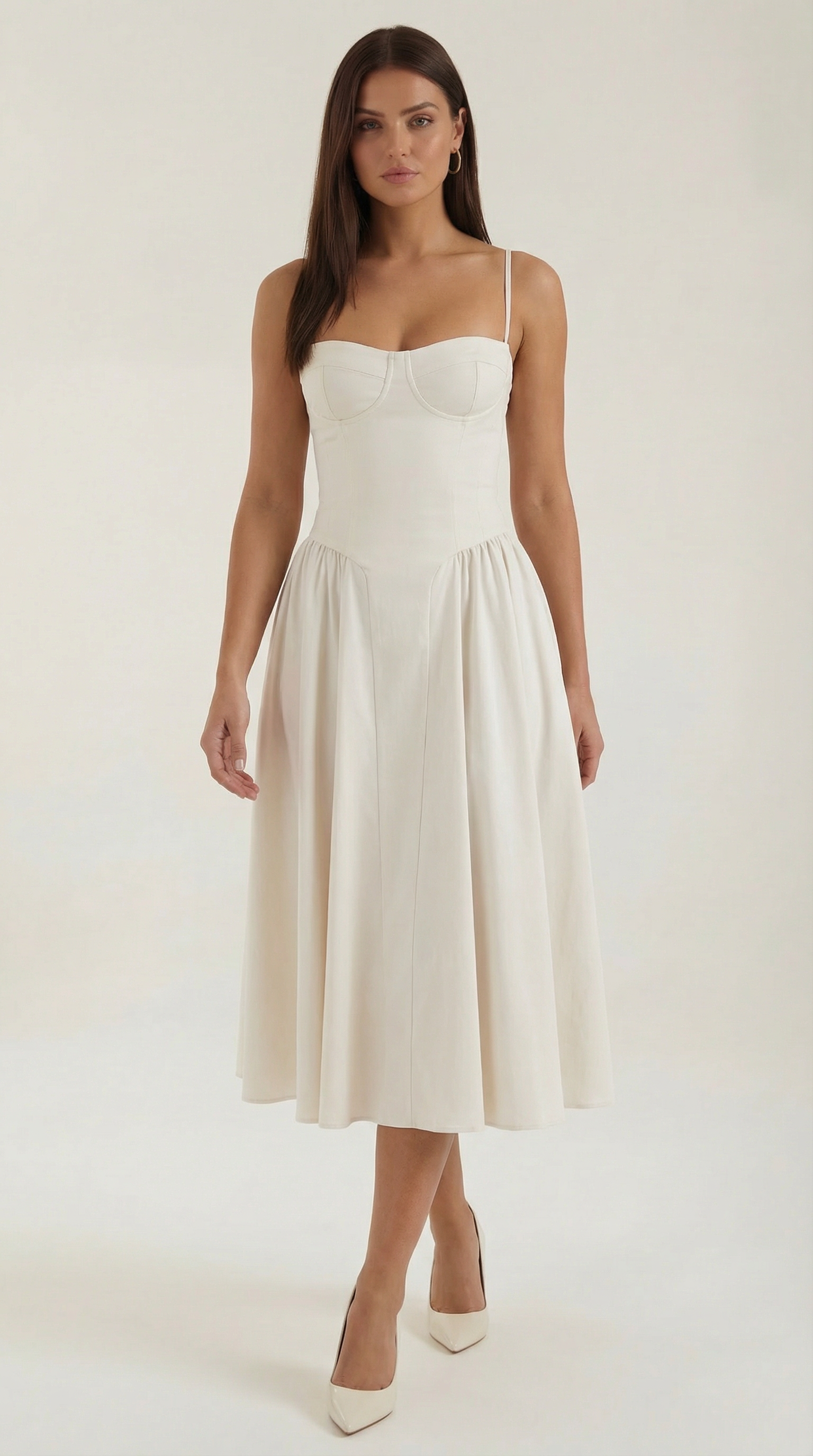 Damen Korsett Midikleid Herzförmiger Ausschnitt