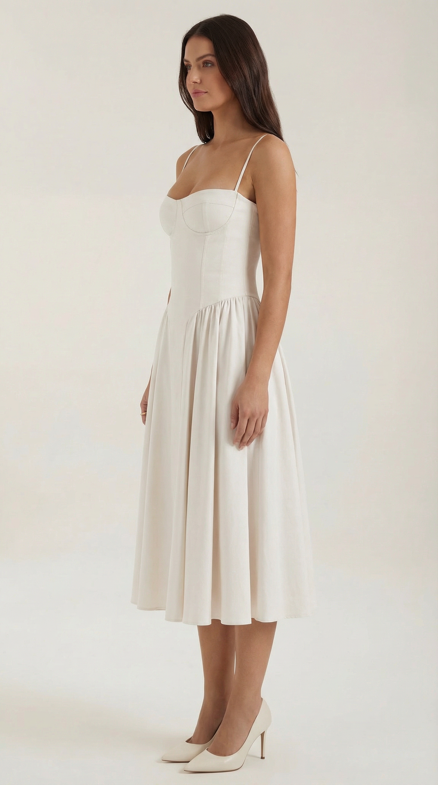 Damen Korsett Midikleid Herzförmiger Ausschnitt