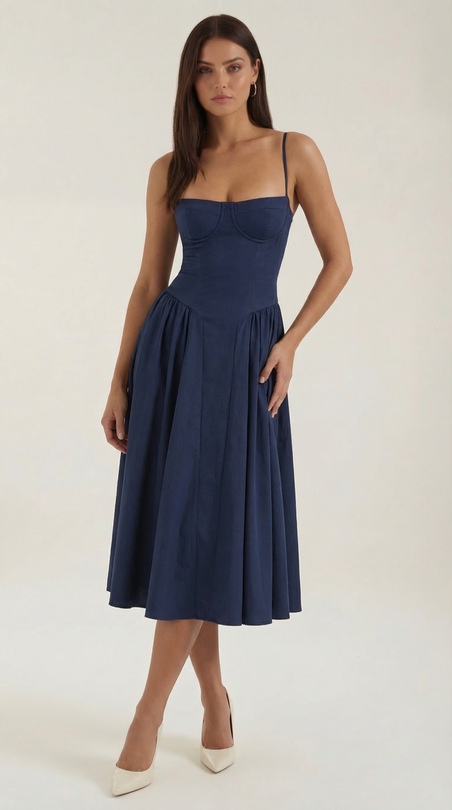 Damen Korsett Midikleid Herzförmiger Ausschnitt