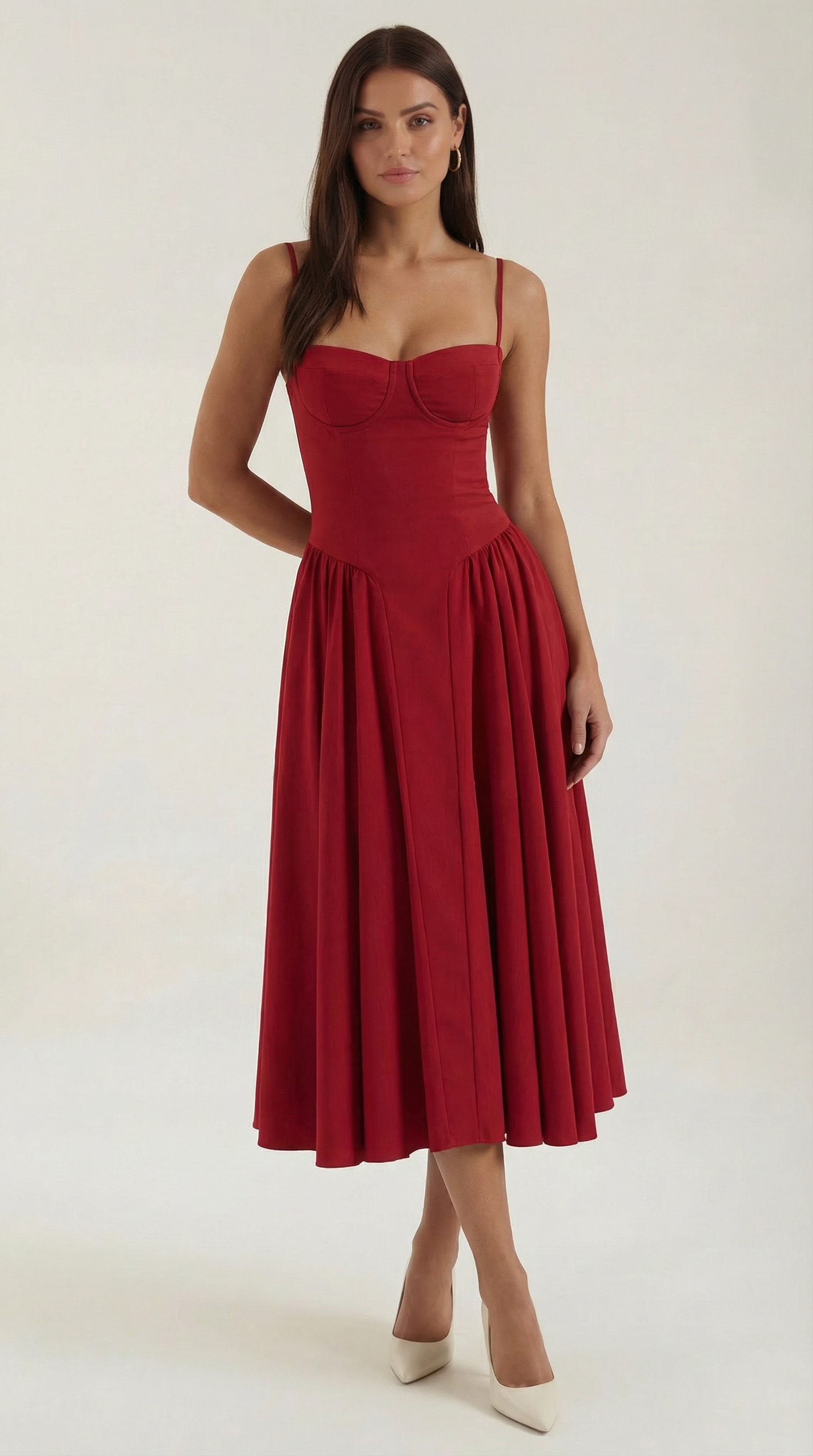 Damen Korsett Midikleid Herzförmiger Ausschnitt