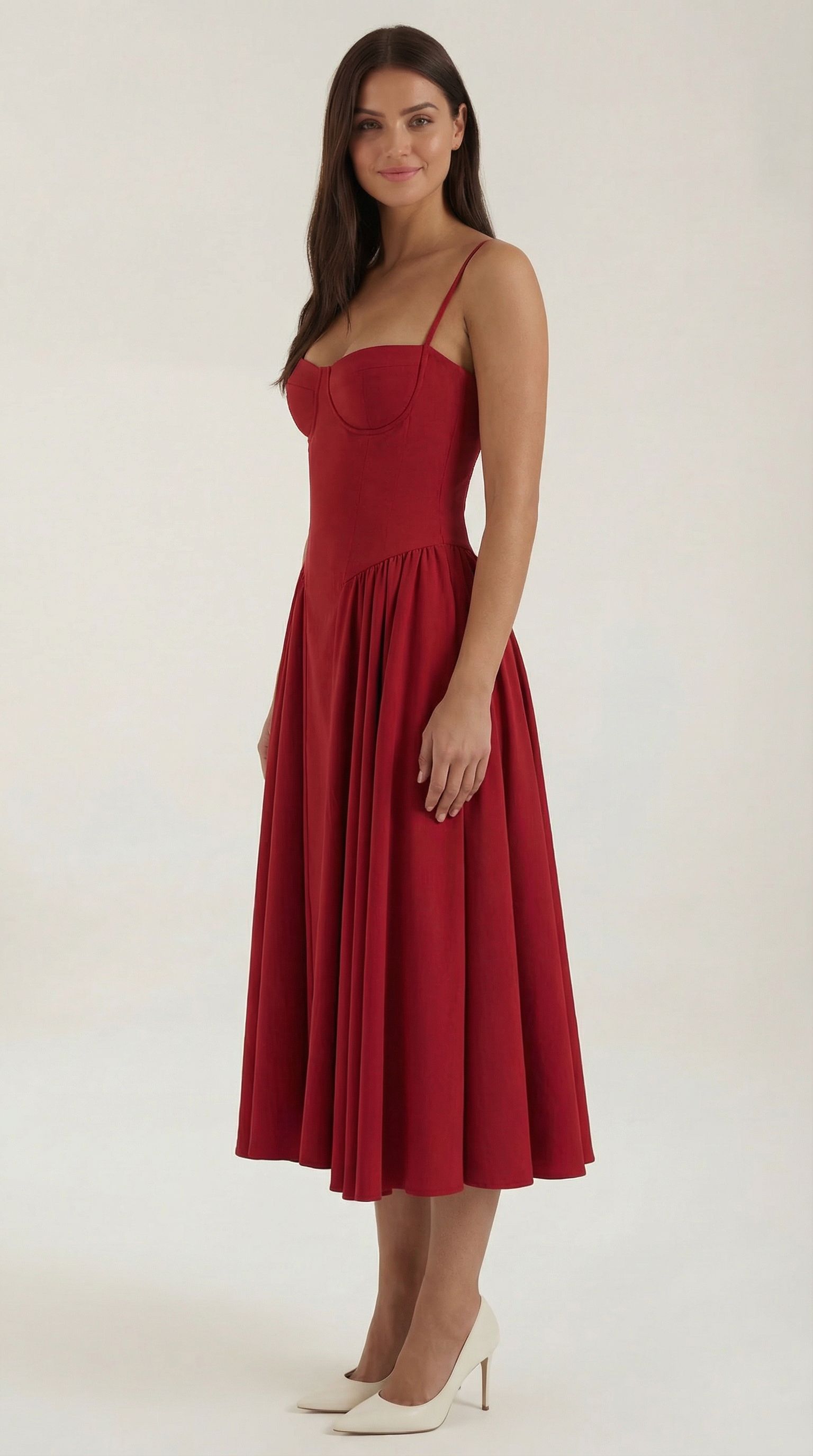 Damen Korsett Midikleid Herzförmiger Ausschnitt