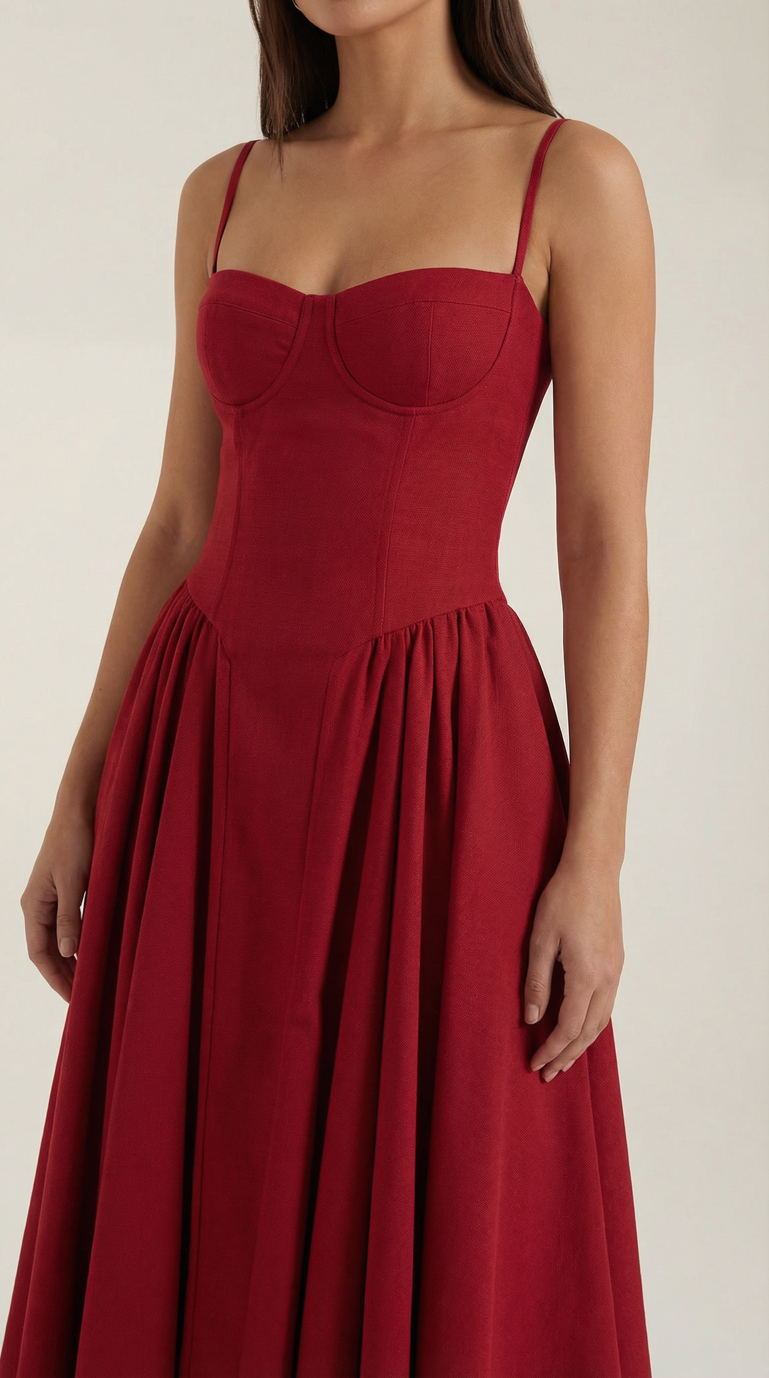 Damen Korsett Midikleid Herzförmiger Ausschnitt