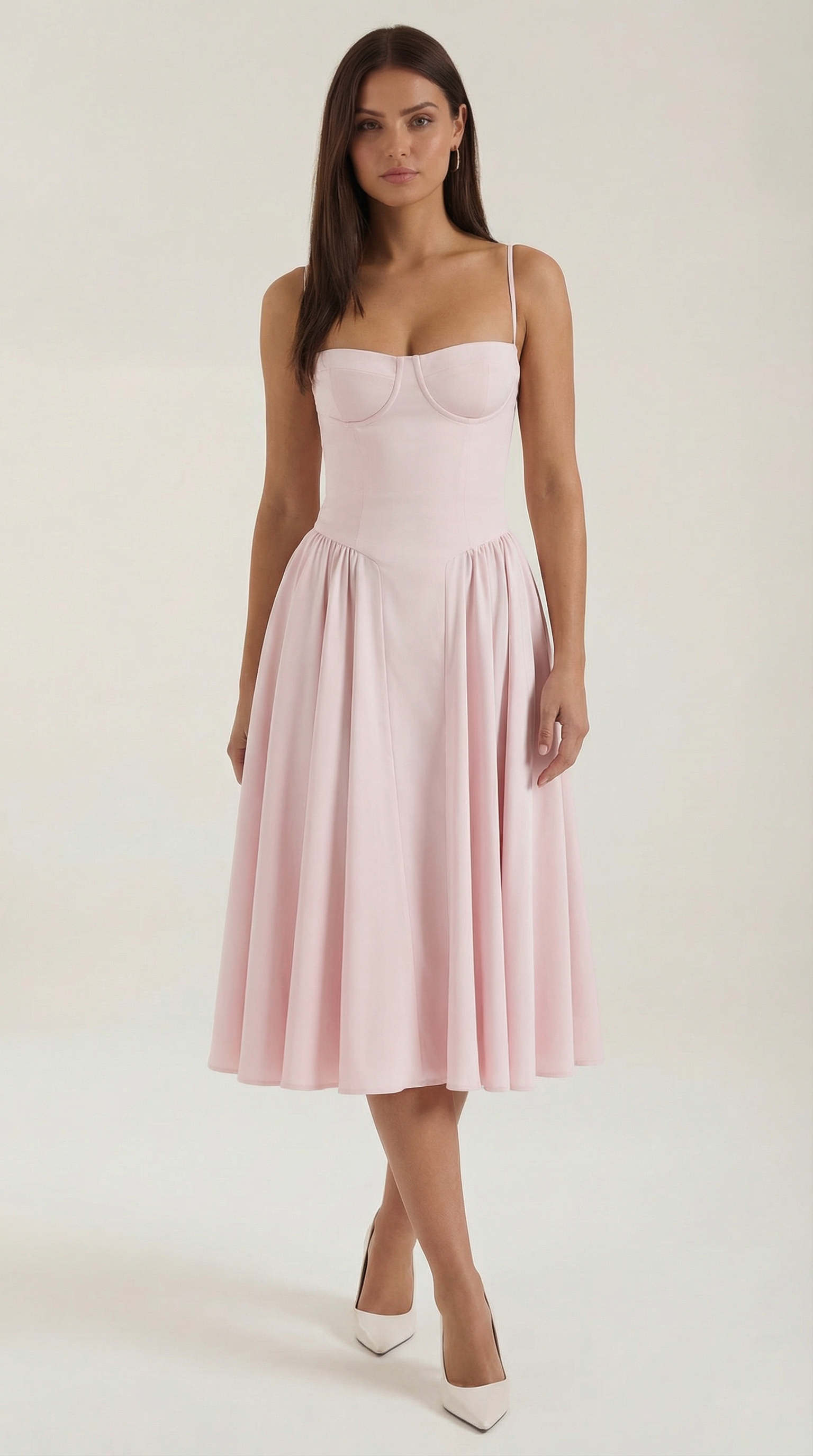 Damen Korsett Midikleid Herzförmiger Ausschnitt