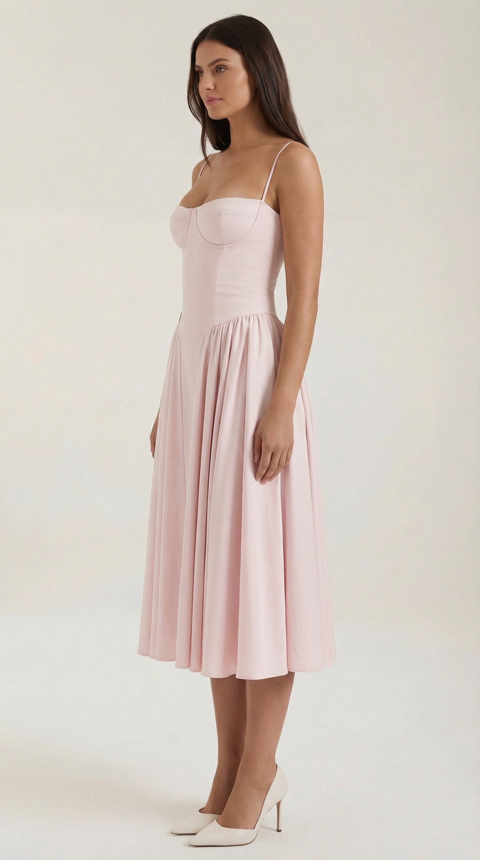 Damen Korsett Midikleid Herzförmiger Ausschnitt