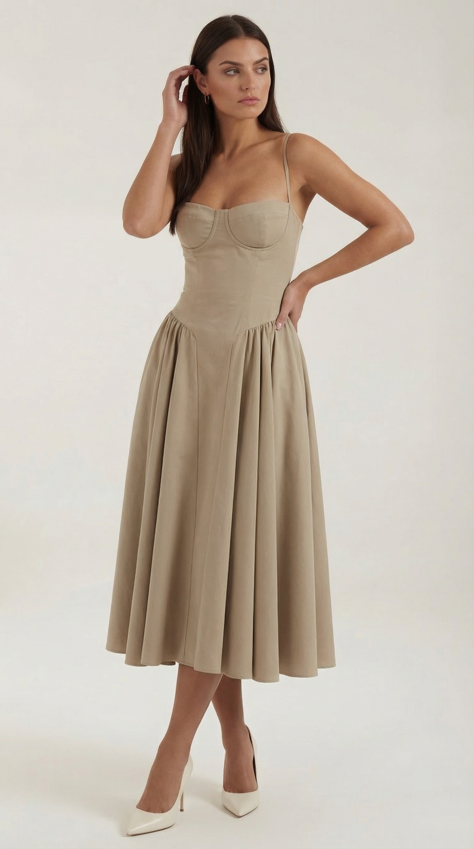 Damen Korsett Midikleid Herzförmiger Ausschnitt