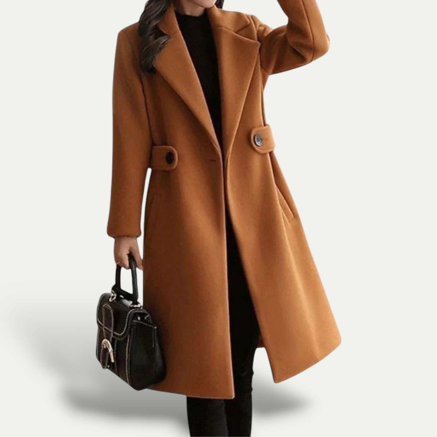 Damen Mantel einreihig mit breitem Revers