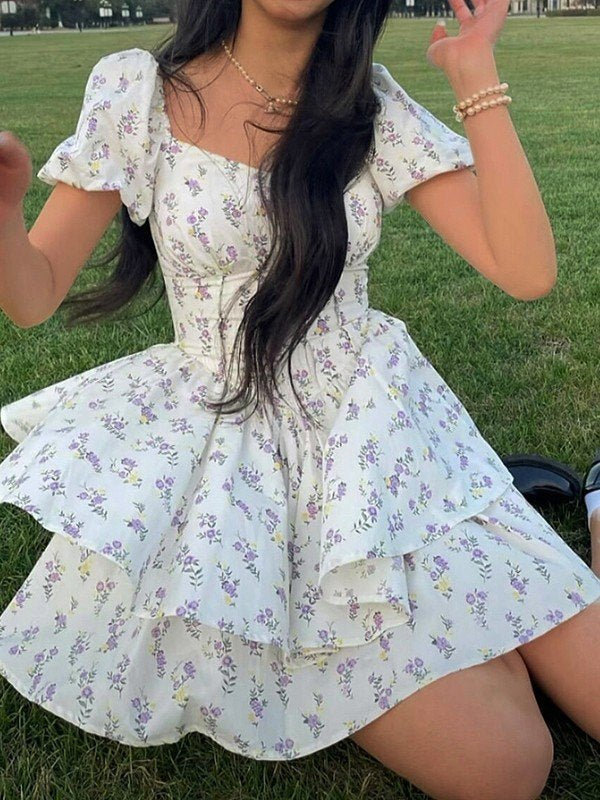 Damen Minikleid Herzförmiger Ausschnitt Femininer Stil