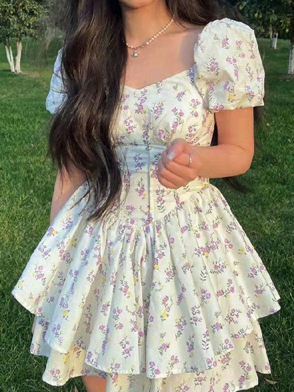 Damen Minikleid Herzförmiger Ausschnitt Femininer Stil