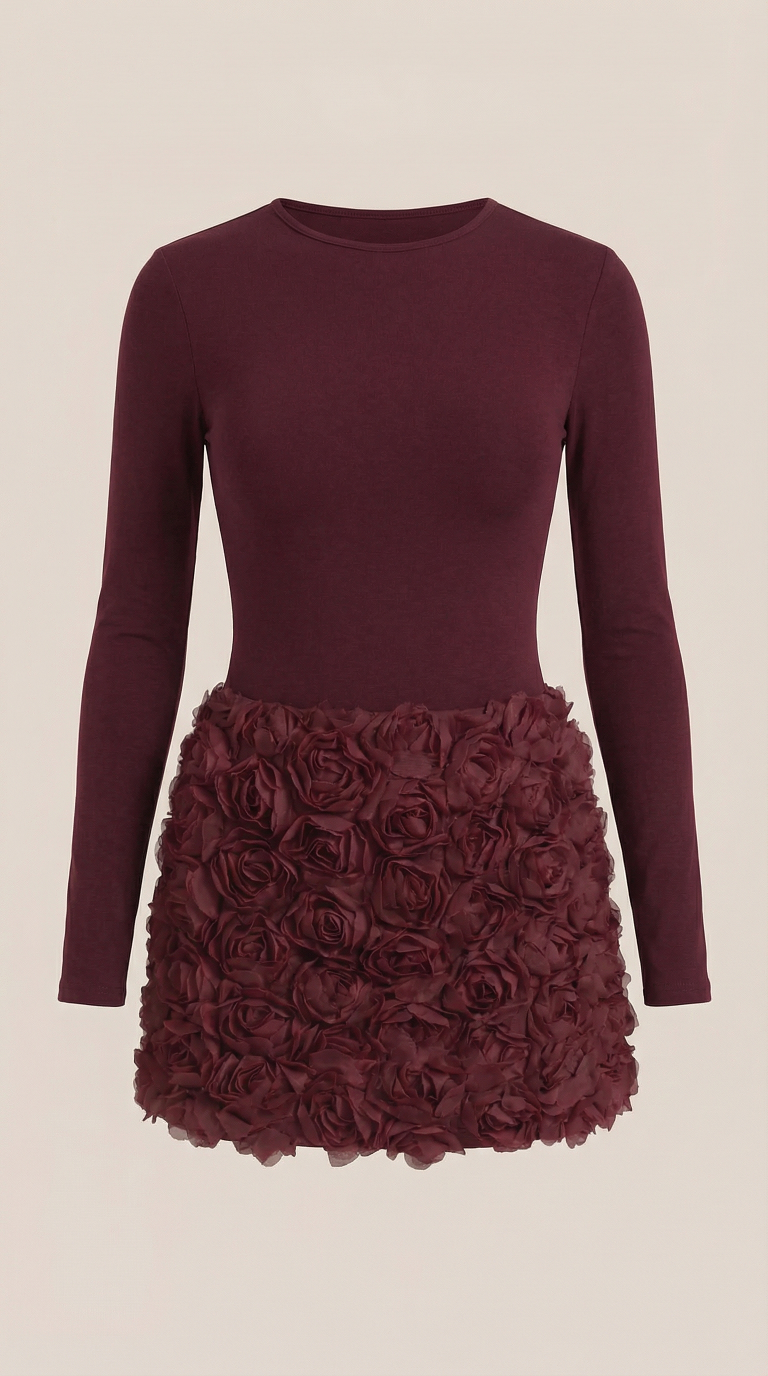 Damen Minikleid Langarm Schnitt mit Strukturdetail