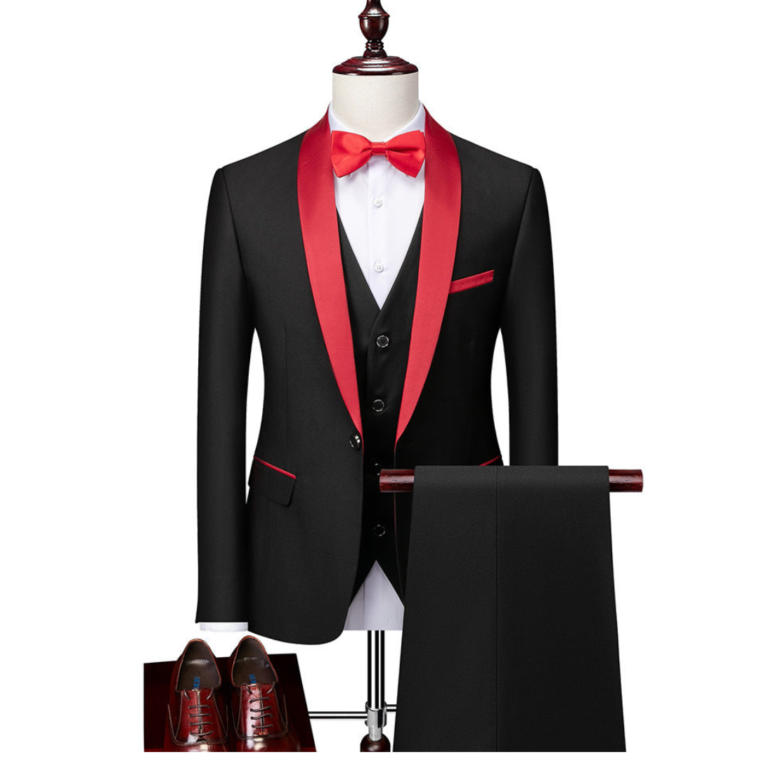 Dreiteiliger Anzug Herren Mit Revers Und Taschen