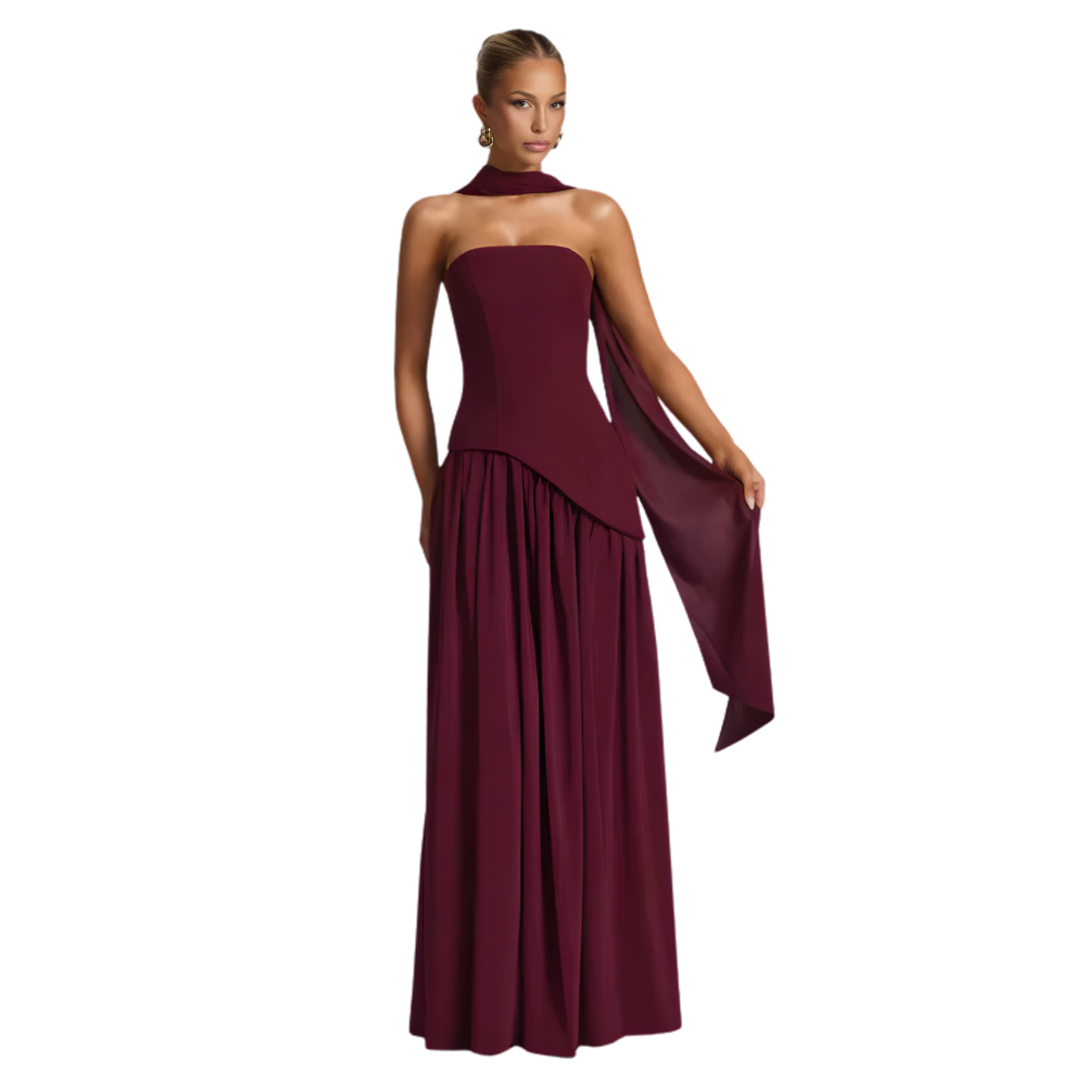 Abendkleid Damen bodenlang mit ausgestelltem Rock
