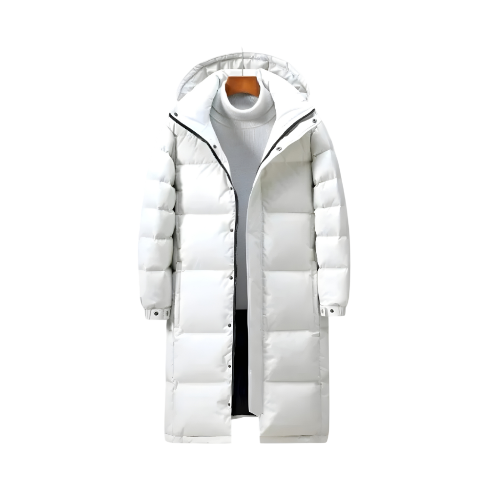 Steppjacke Herren Lang Knopfverschluss Kapuzendesign