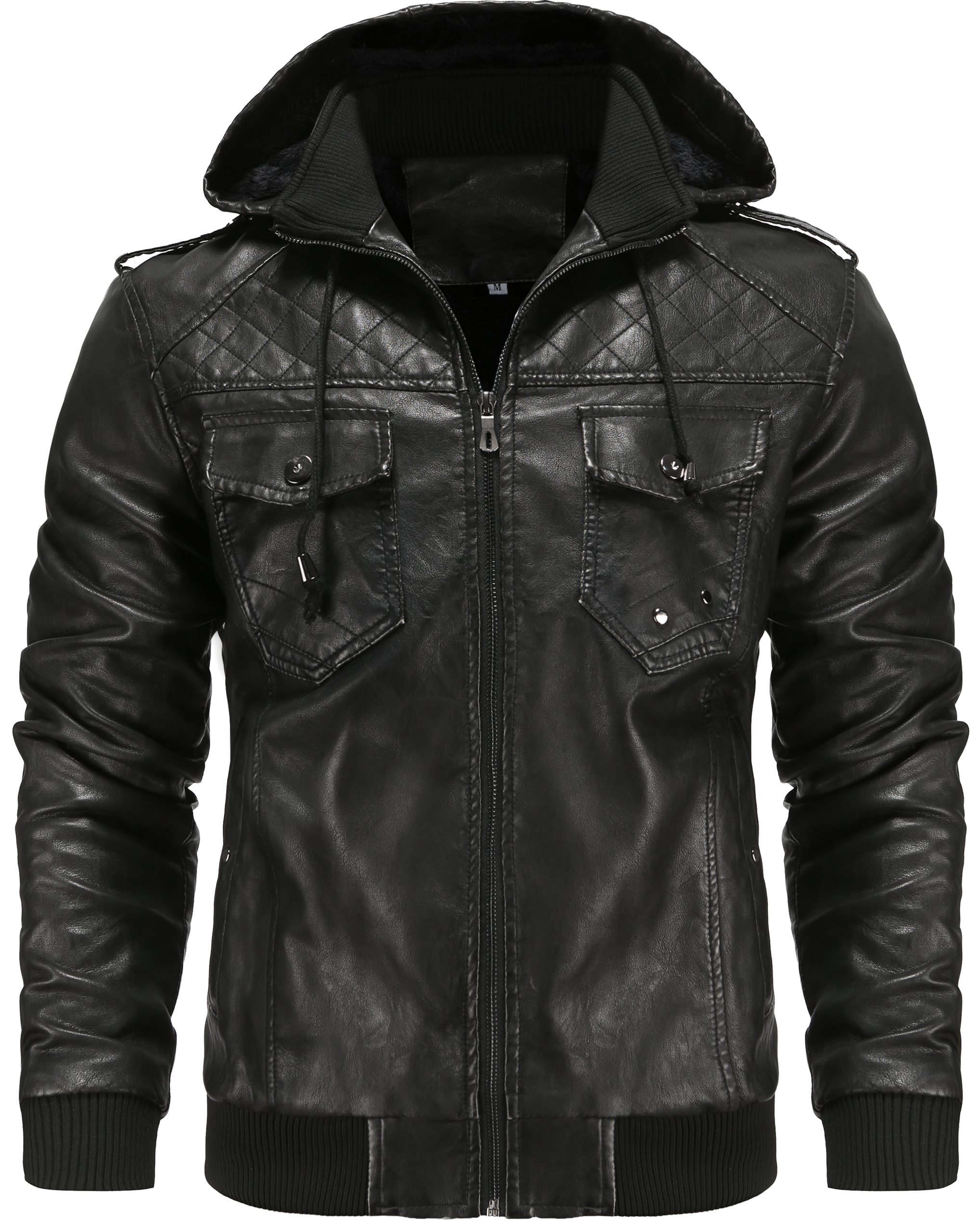 Herren Fliegerjacke Mit Kapuze Reißverschluss Steppschultern