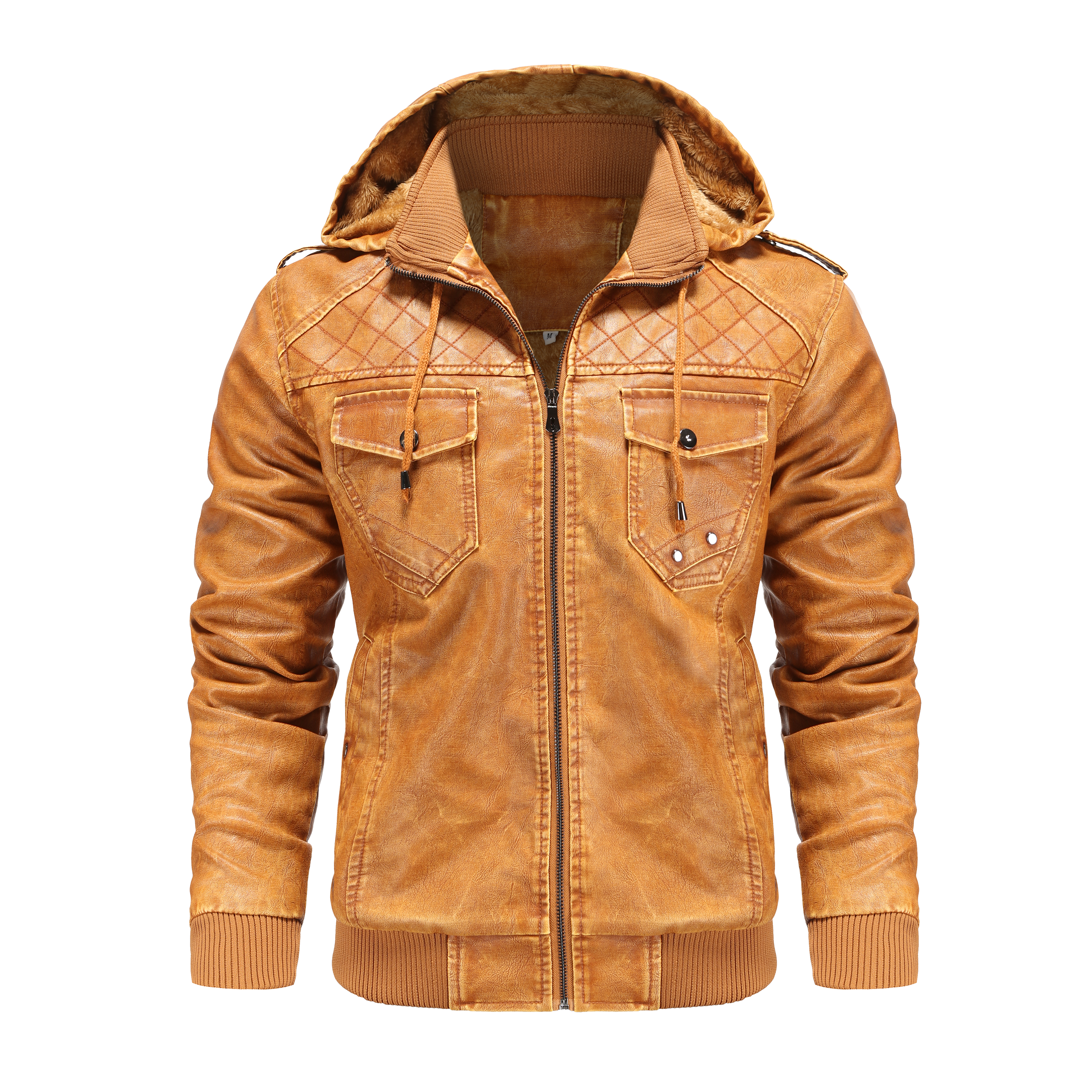 Herren Fliegerjacke Mit Kapuze Reißverschluss Steppschultern
