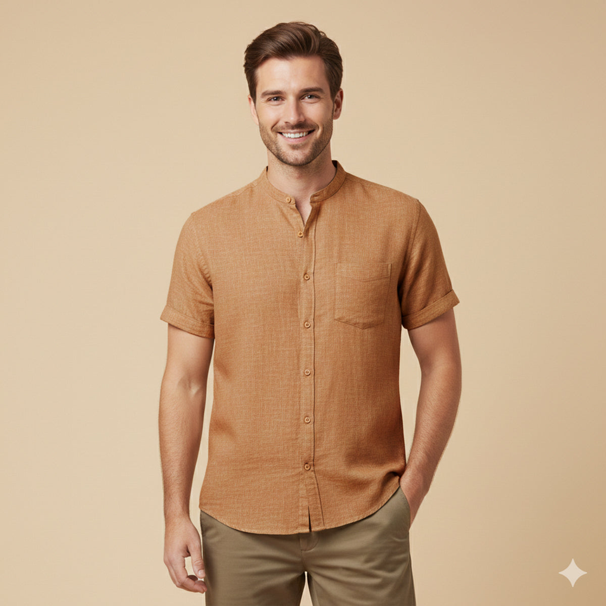 Herren Hemd Oversize Passform Kurzarm Knopfleiste