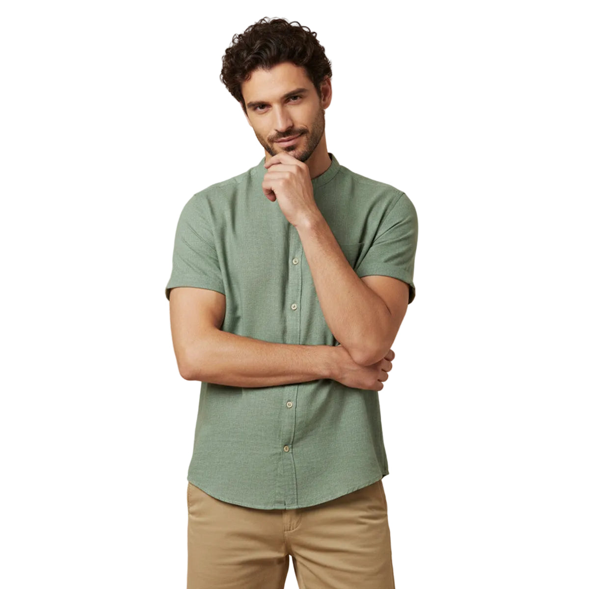 Herren Hemd Oversize Passform Kurzarm Knopfleiste
