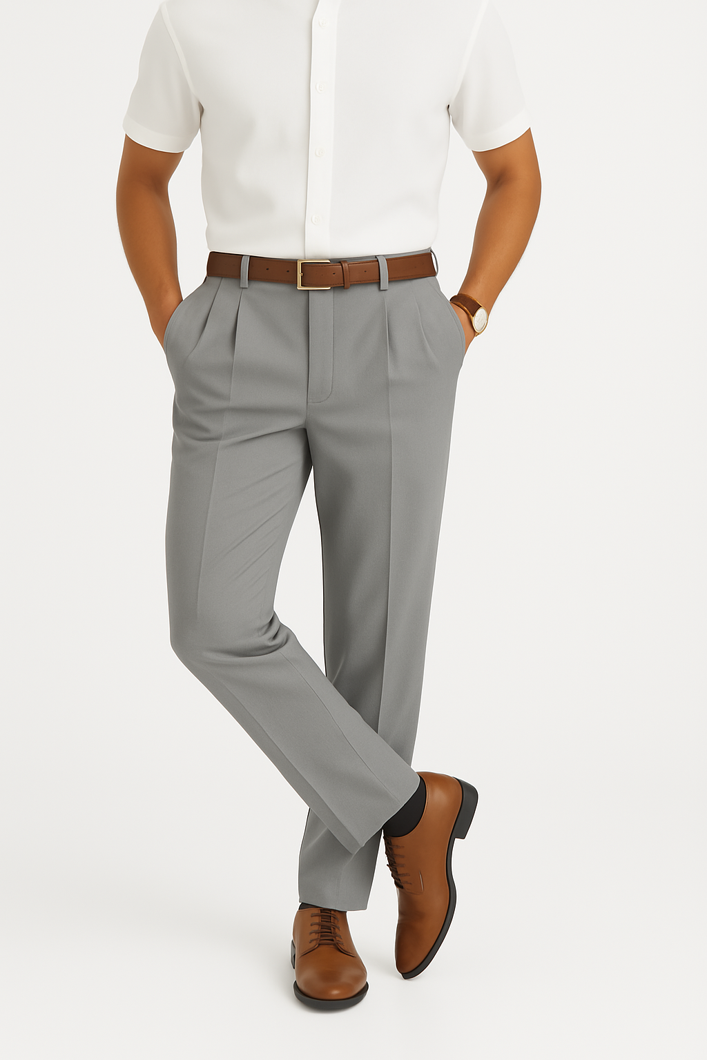 Hose Herren Normale Passform Glatte Vorderseite Schnitt