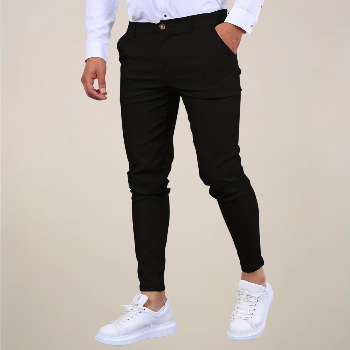 Hose Herren Schmale Passform Hüfte Bein Enger Saum
