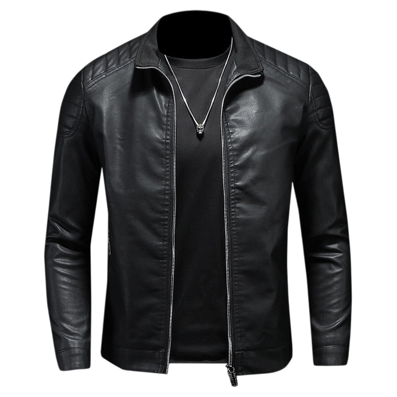Herren Motorradjacke Schmale Form Mit Gesteppter Schulter Kragen