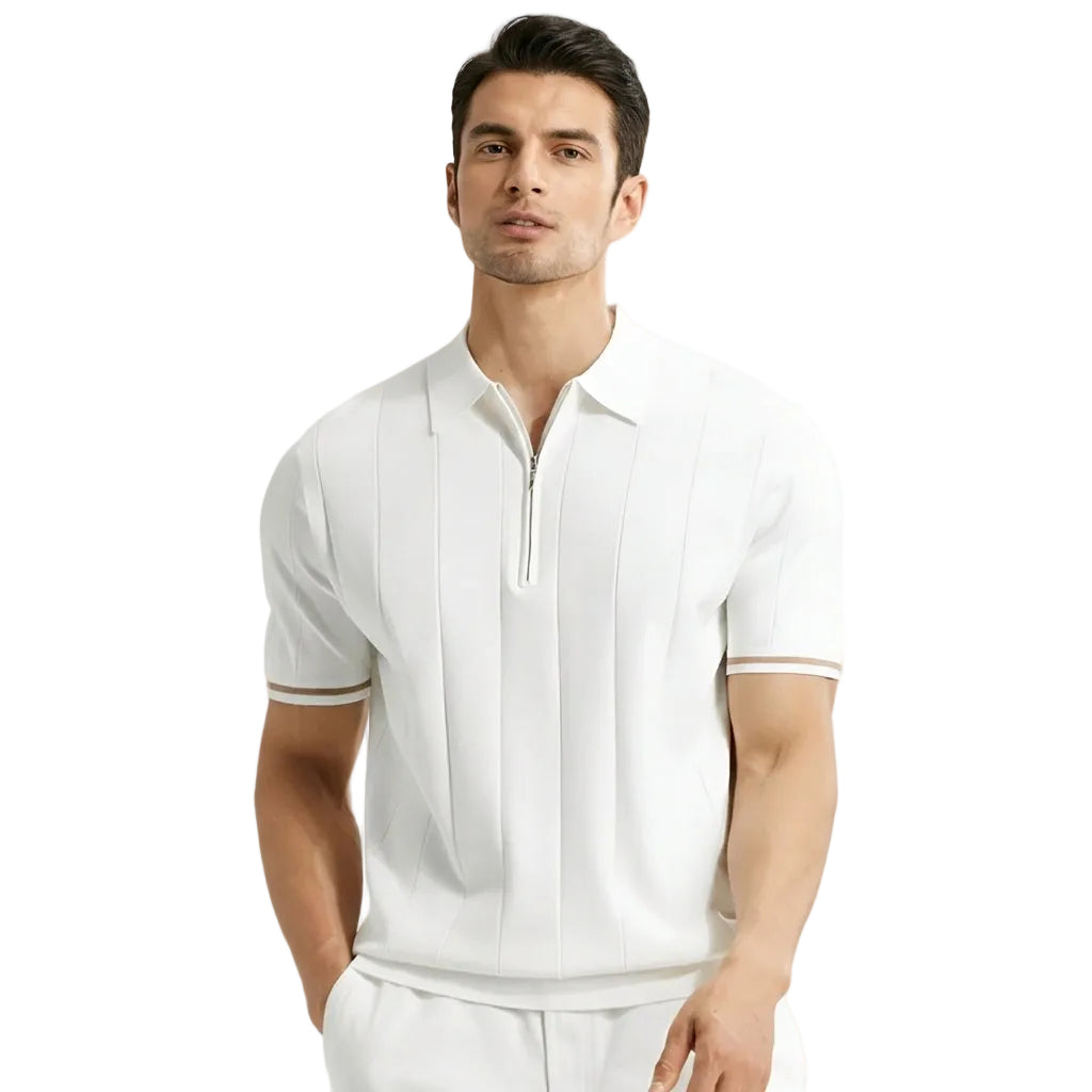 Herren Poloshirt Kurzarm Viertelreißverschluss vorn