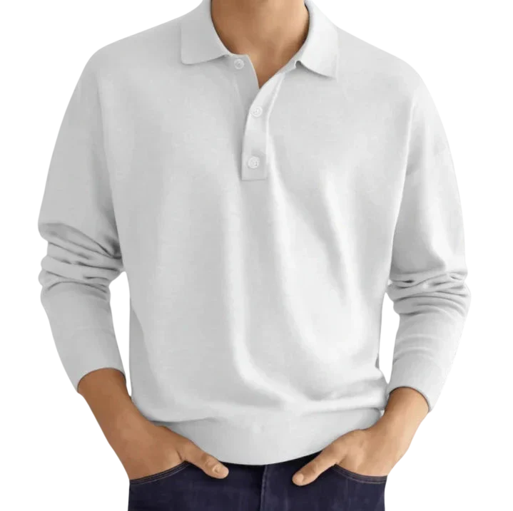 Herren Poloshirt Langarm Mit Knopfleiste
