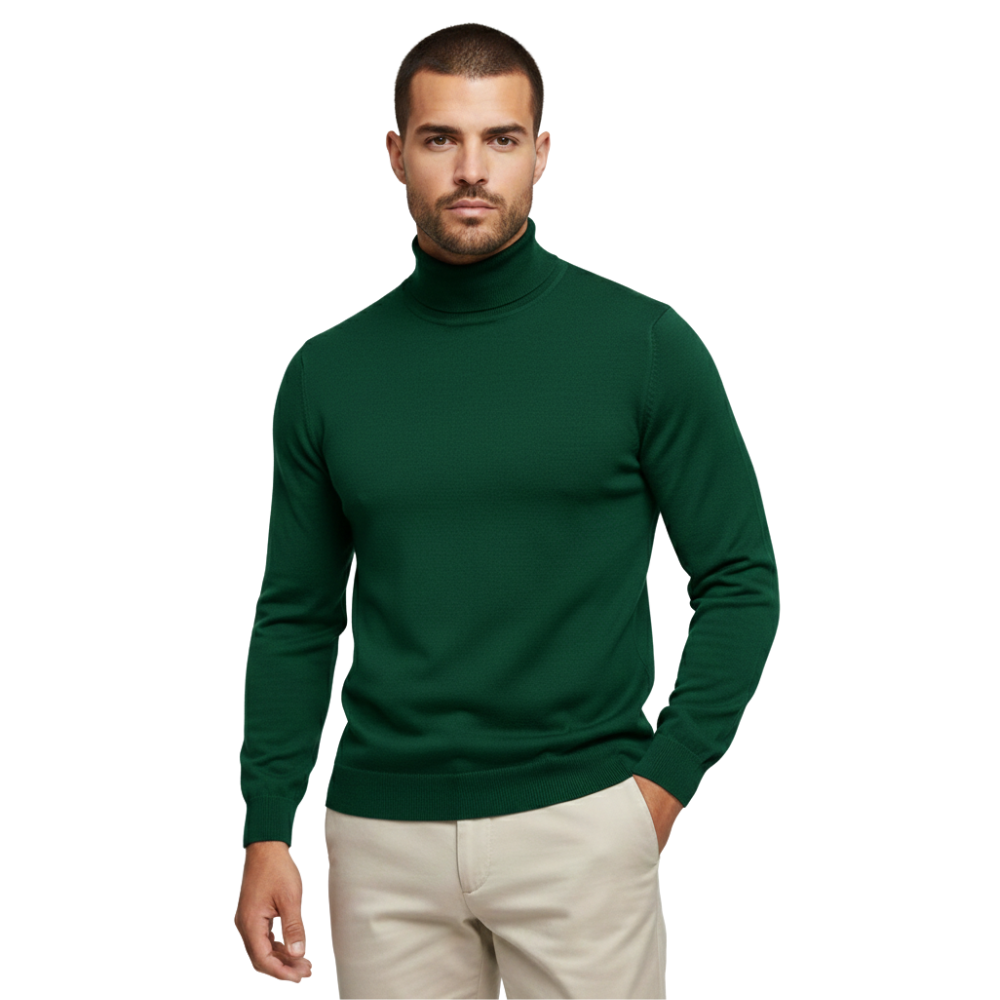 Herren Rollkragenpullover Enganliegend Langarm