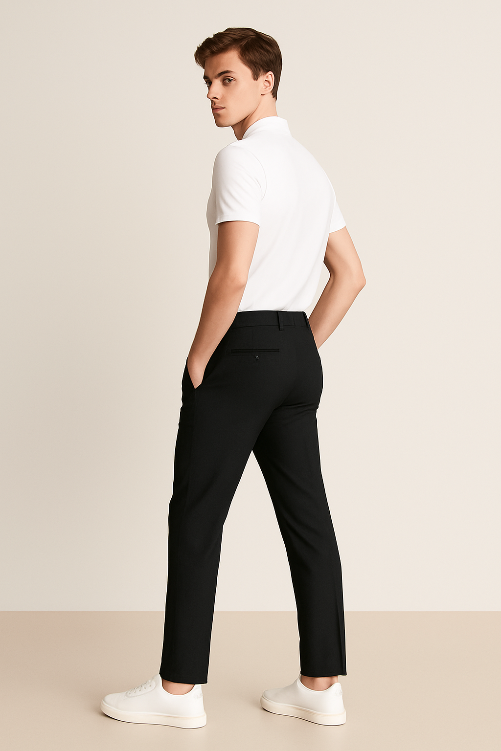 Hose Herren Schmale Passform Glatte Vorderseite