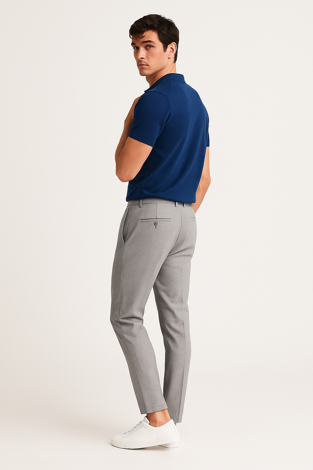 Hose Herren Schmale Passform Glatte Vorderseite