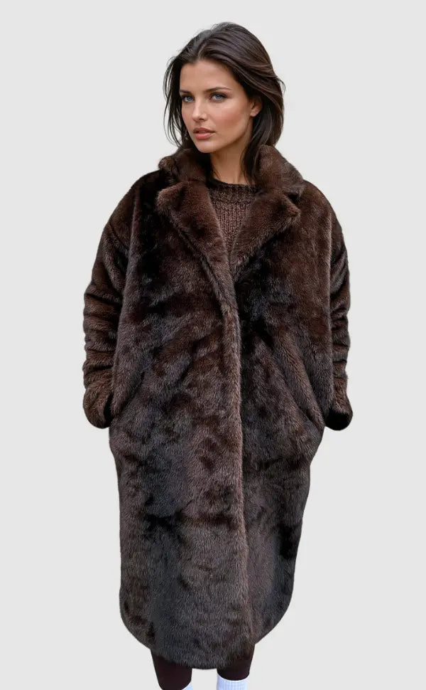 Jacke Damen Kunstpelzoptik Lang Und Elegant