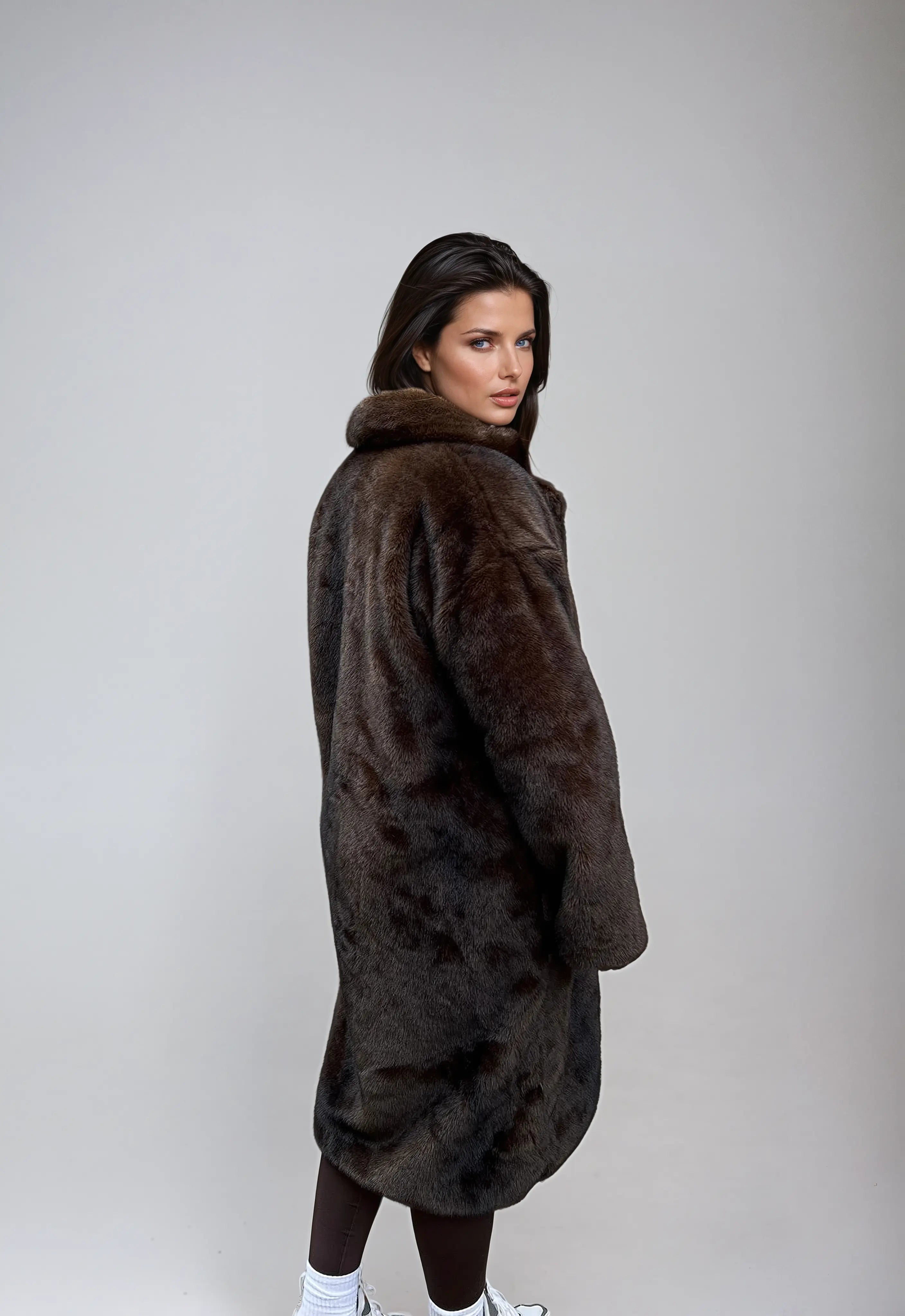 Jacke Damen Kunstpelzoptik Lang Und Elegant