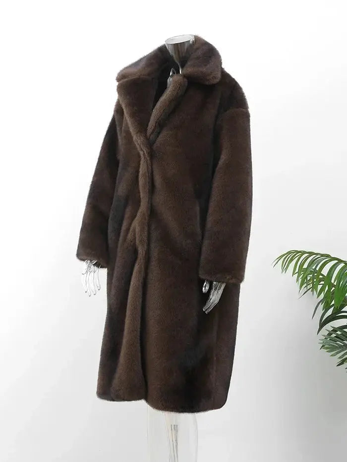 Jacke Damen Kunstpelzoptik Lang Und Elegant