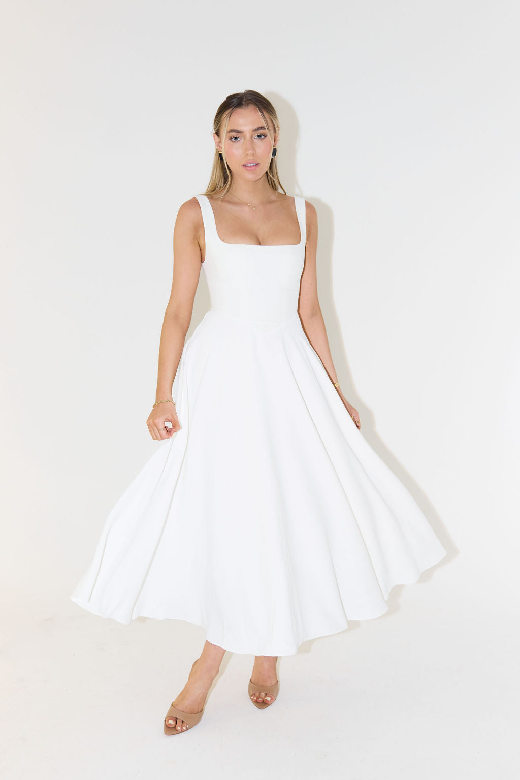 Kleid Damen Ärmellos mit V Ausschnitt und Faltenrock