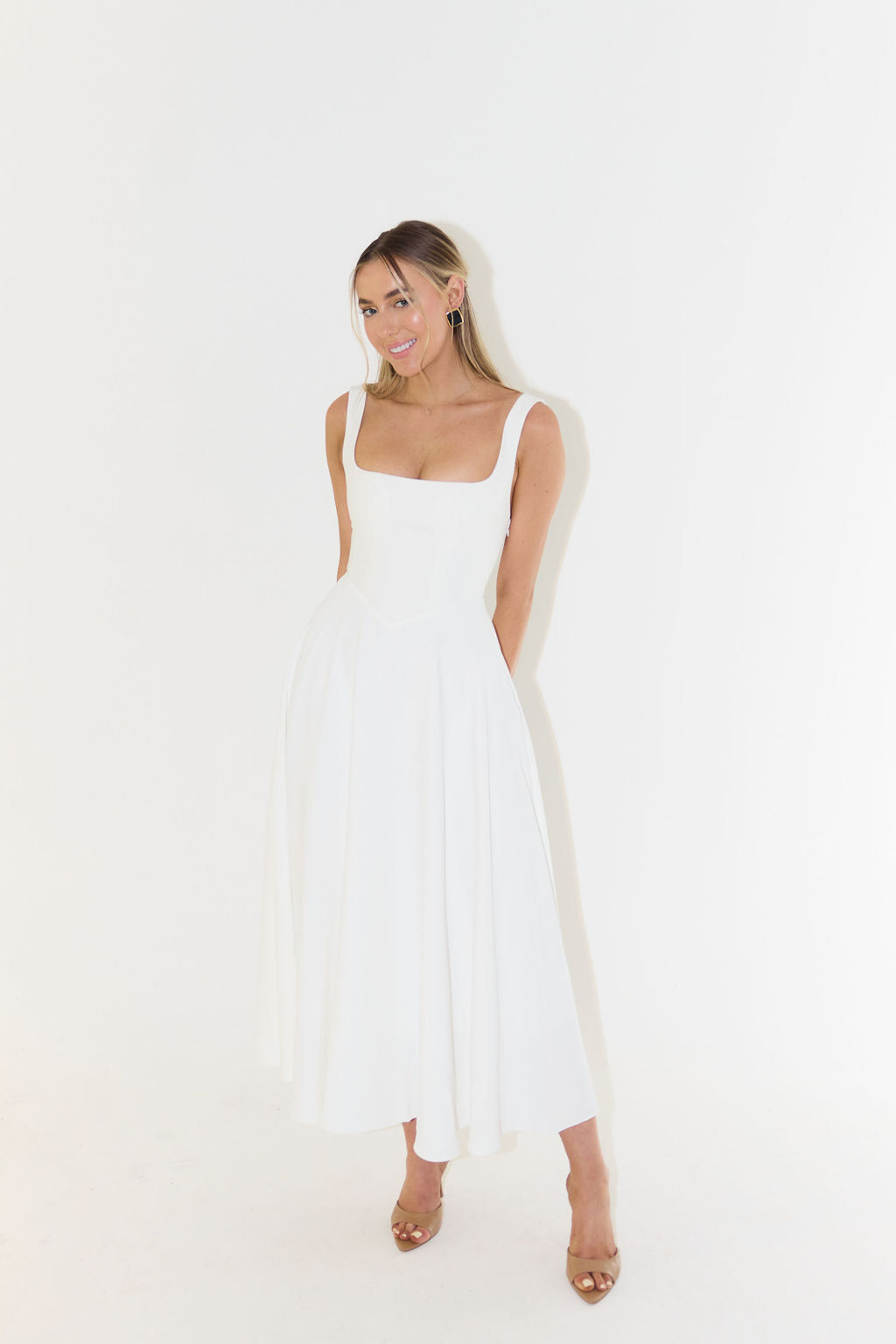 Kleid Damen Ärmellos mit V Ausschnitt und Faltenrock