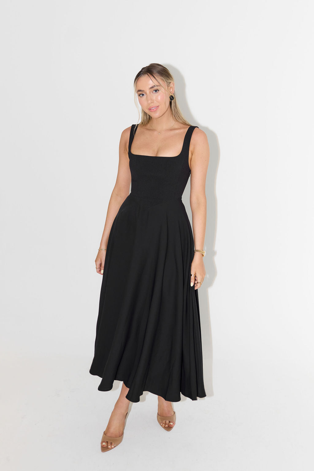Kleid Damen Ärmellos mit V Ausschnitt und Faltenrock