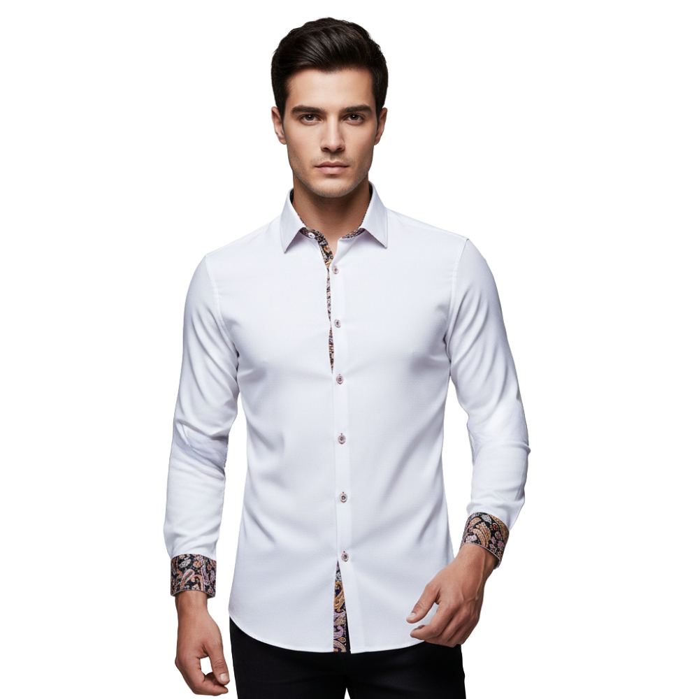Langarmhemd Herren Kragen Knopfleiste Klassischer Stil