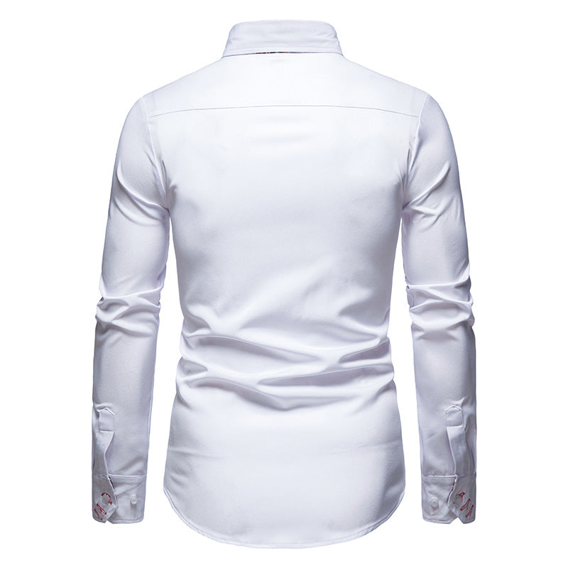 Langarmhemd Herren Kragen Knopfleiste Klassischer Stil