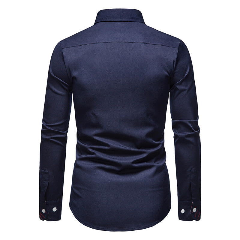 Langarmhemd Herren Kragen Knopfleiste Klassischer Stil