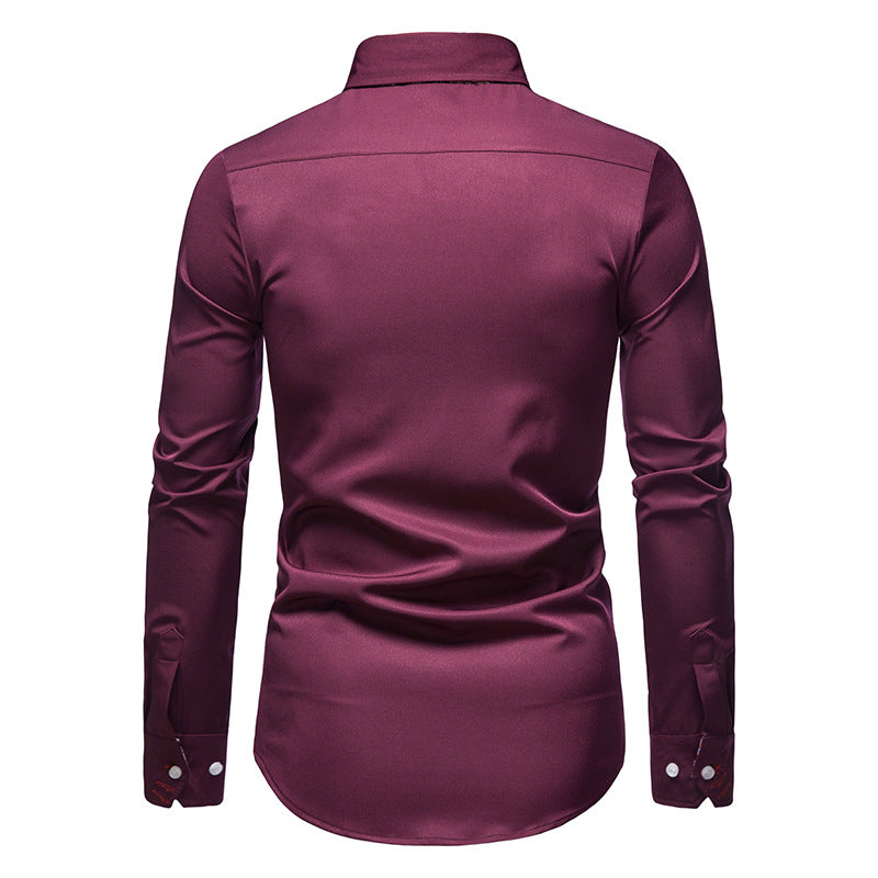 Langarmhemd Herren Kragen Knopfleiste Klassischer Stil