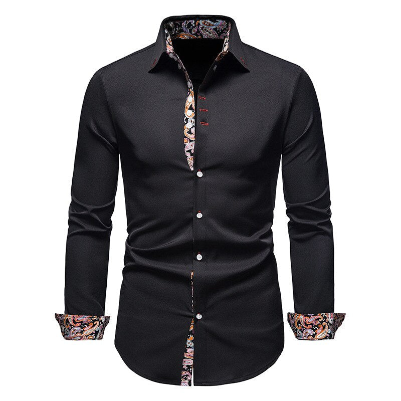 Langarmhemd Herren Kragen Knopfleiste Klassischer Stil