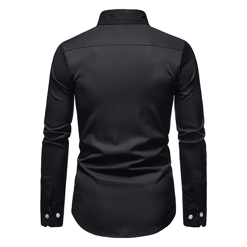 Langarmhemd Herren Kragen Knopfleiste Klassischer Stil