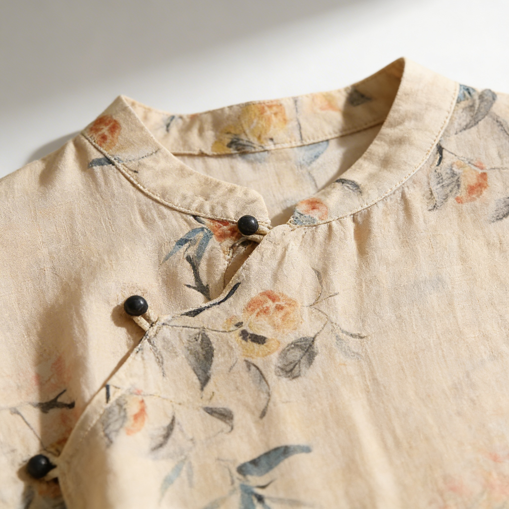 Damen Bluse Ärmellos Mandarin Kragen Geknöpft Leinen