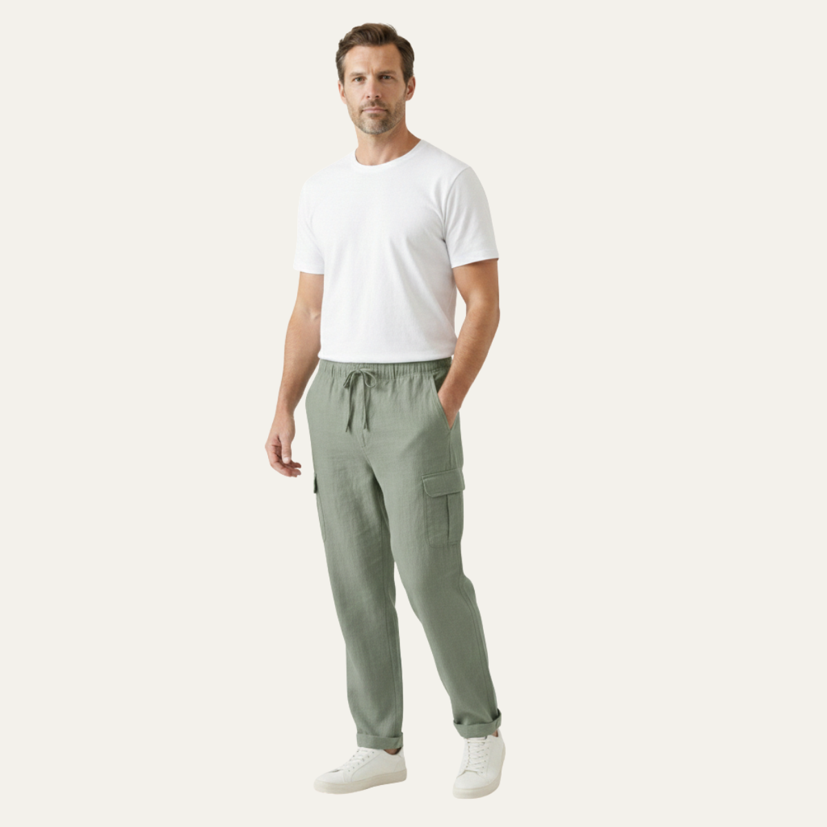 Leinen Cargohose Herren – Weiter Schnitt & Mehrtaschen