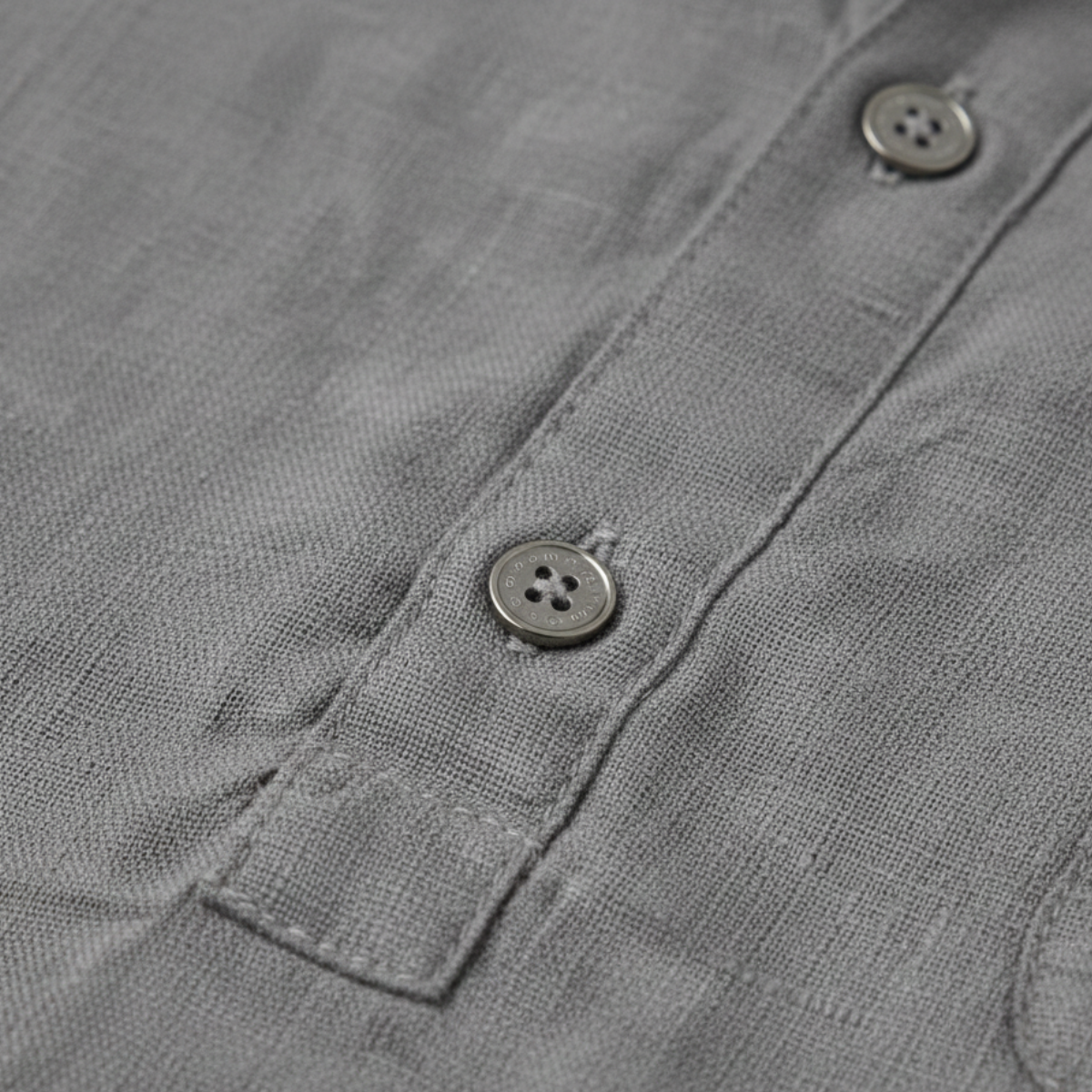 Leinen Henley Shirt Herren Kurzarm Lockere Passform Knopfleiste